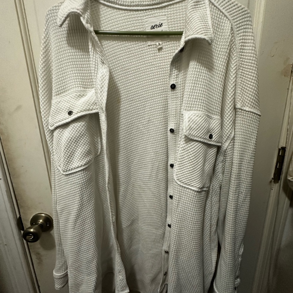 Aerie LumberJane White Waffle Shirt